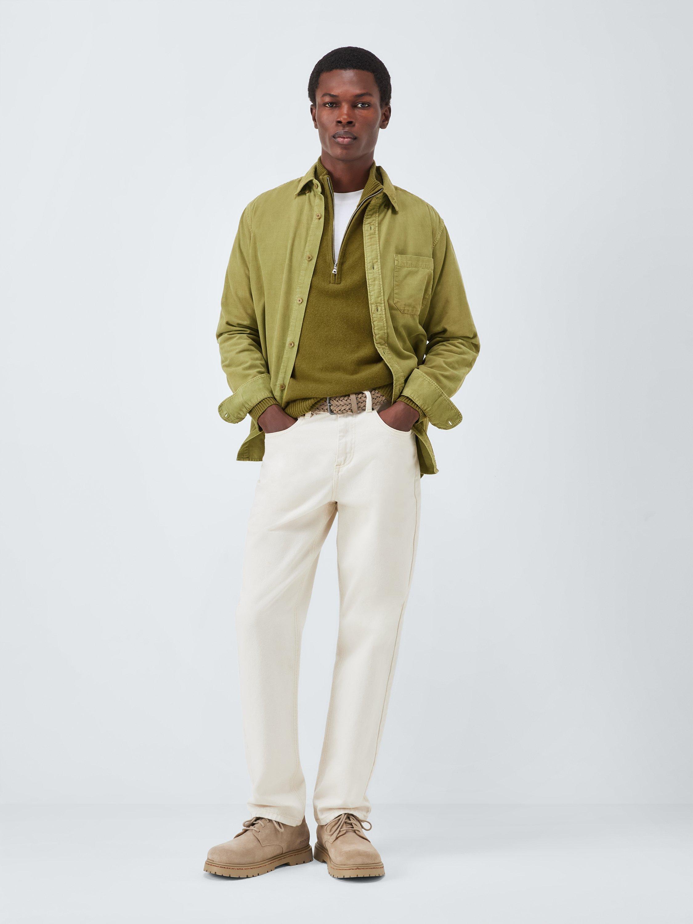 Product image 4 of 7, which shows John Lewis Cashmere Half Zip High Neck Jumper, Olive, M