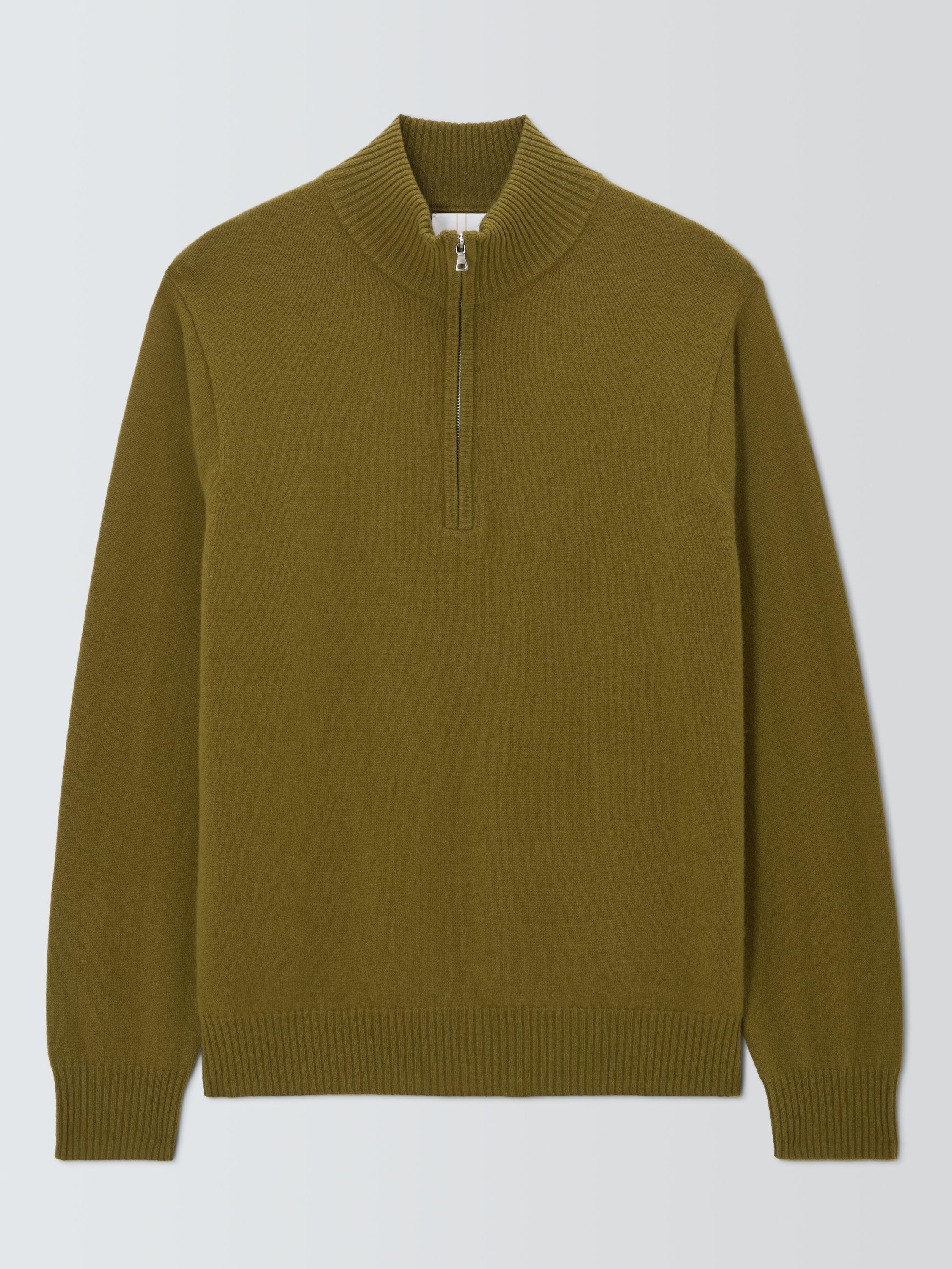 Product image 5 of 7, which shows John Lewis Cashmere Half Zip High Neck Jumper, Olive, M