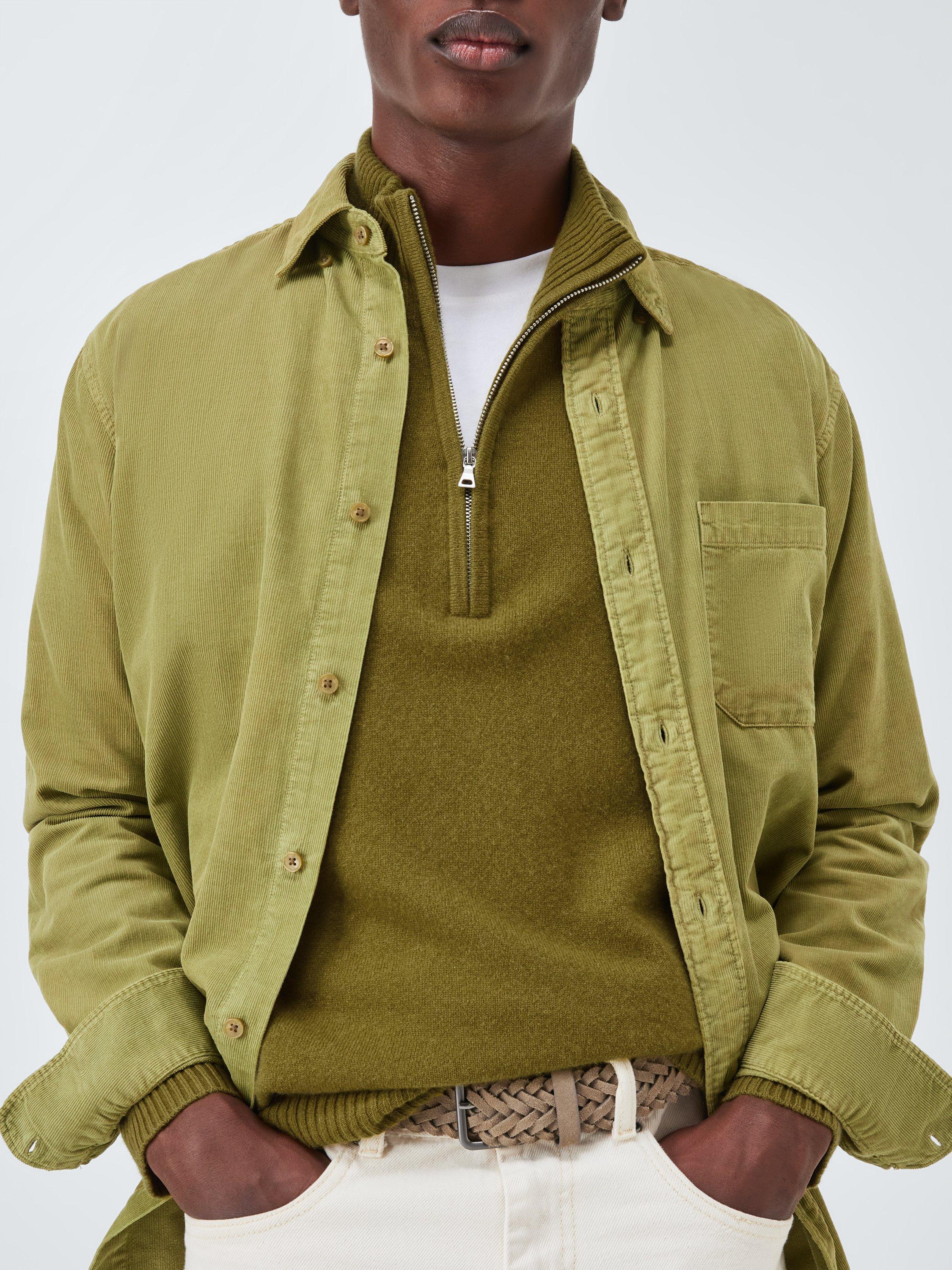 Product image 6 of 7, which shows John Lewis Cashmere Half Zip High Neck Jumper, Olive, M