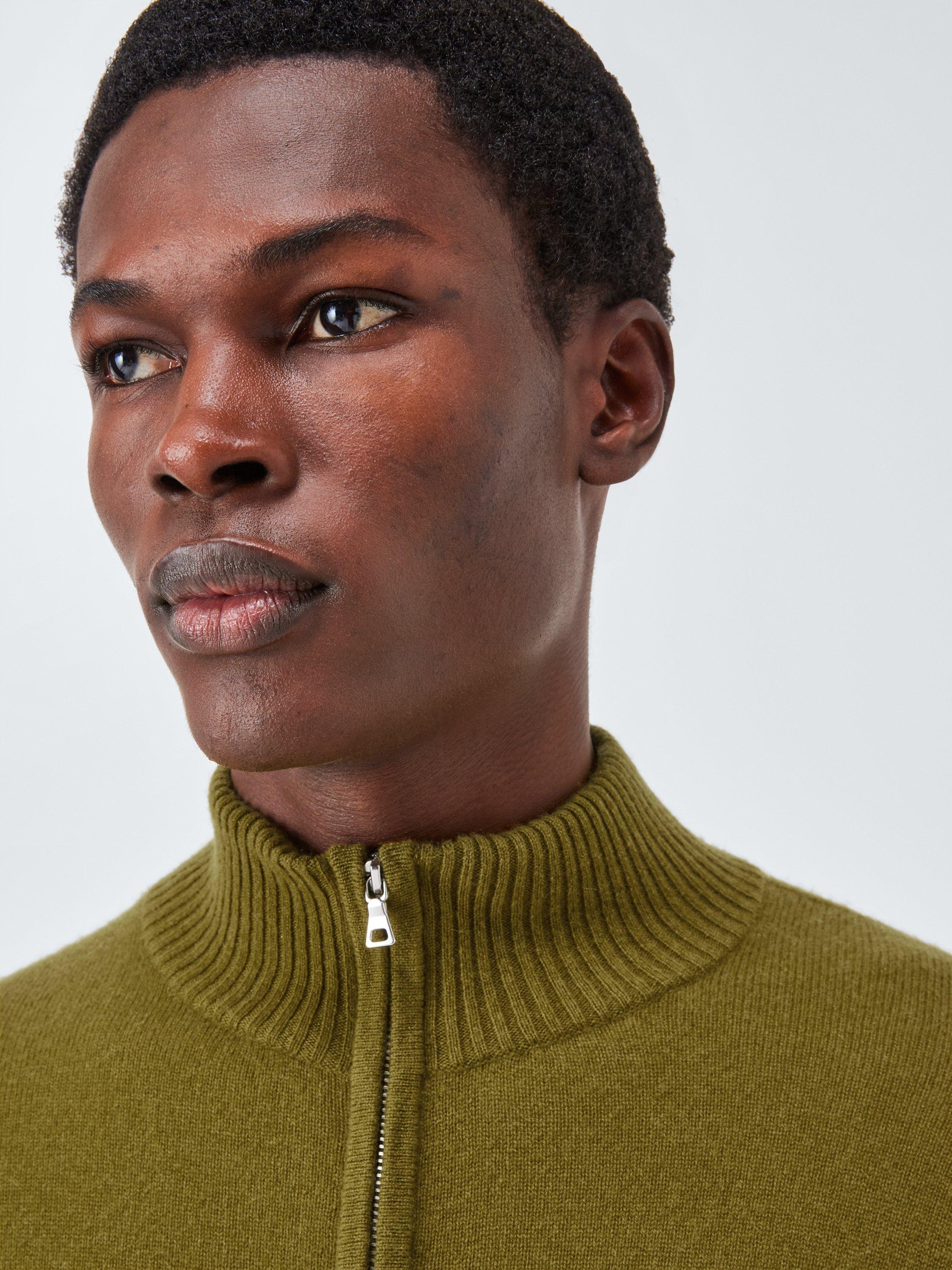 Product image 7 of 7, which shows John Lewis Cashmere Half Zip High Neck Jumper, Olive, M