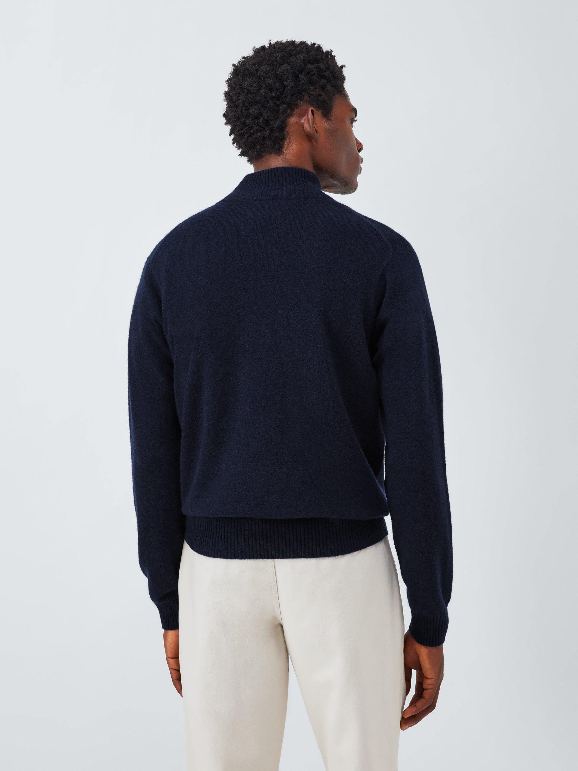 Product image 2 of 7, which shows John Lewis Cashmere Half Zip High Neck Jumper, Navy, S