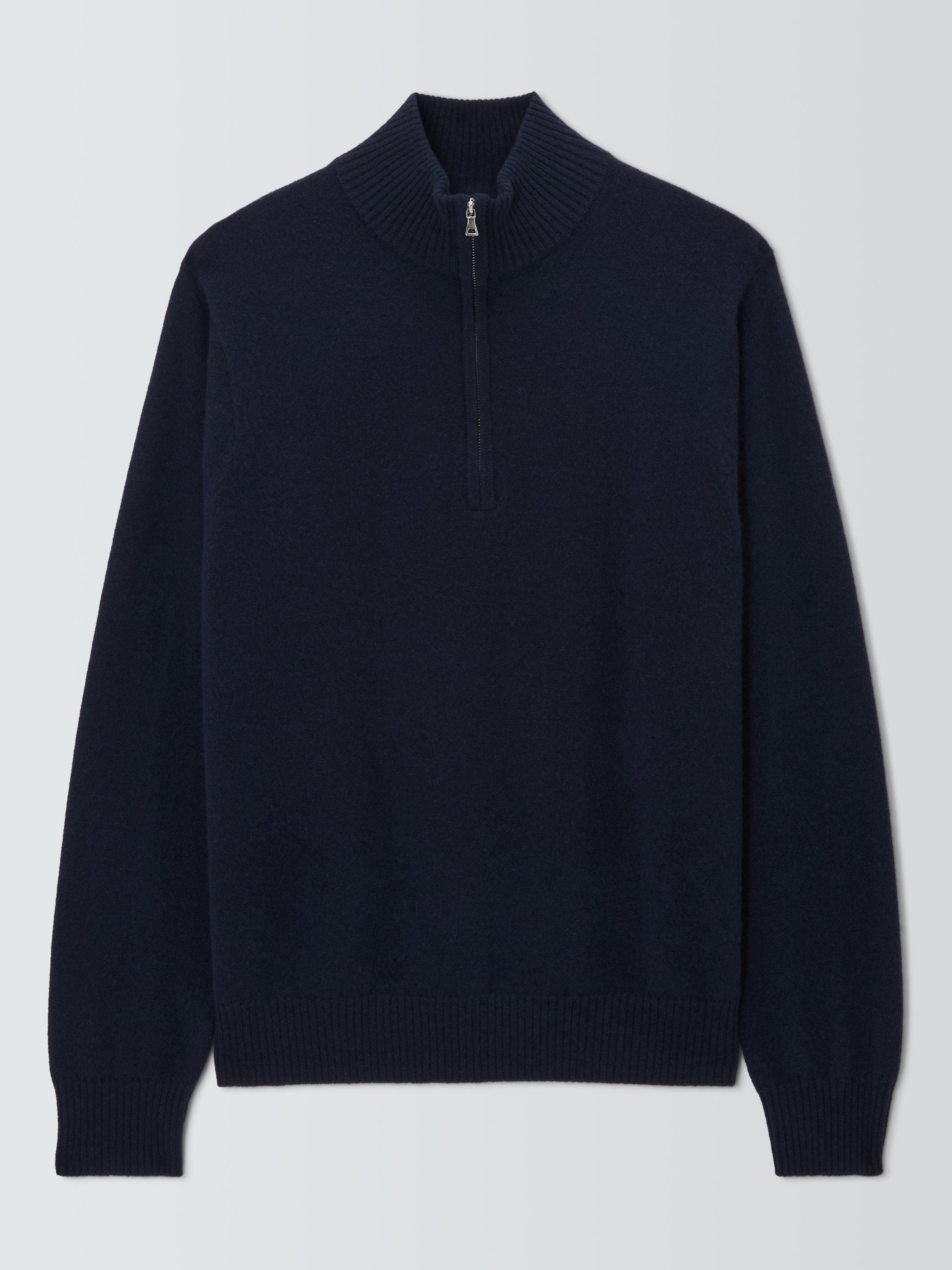 Product image 5 of 7, which shows John Lewis Cashmere Half Zip High Neck Jumper, Navy, S