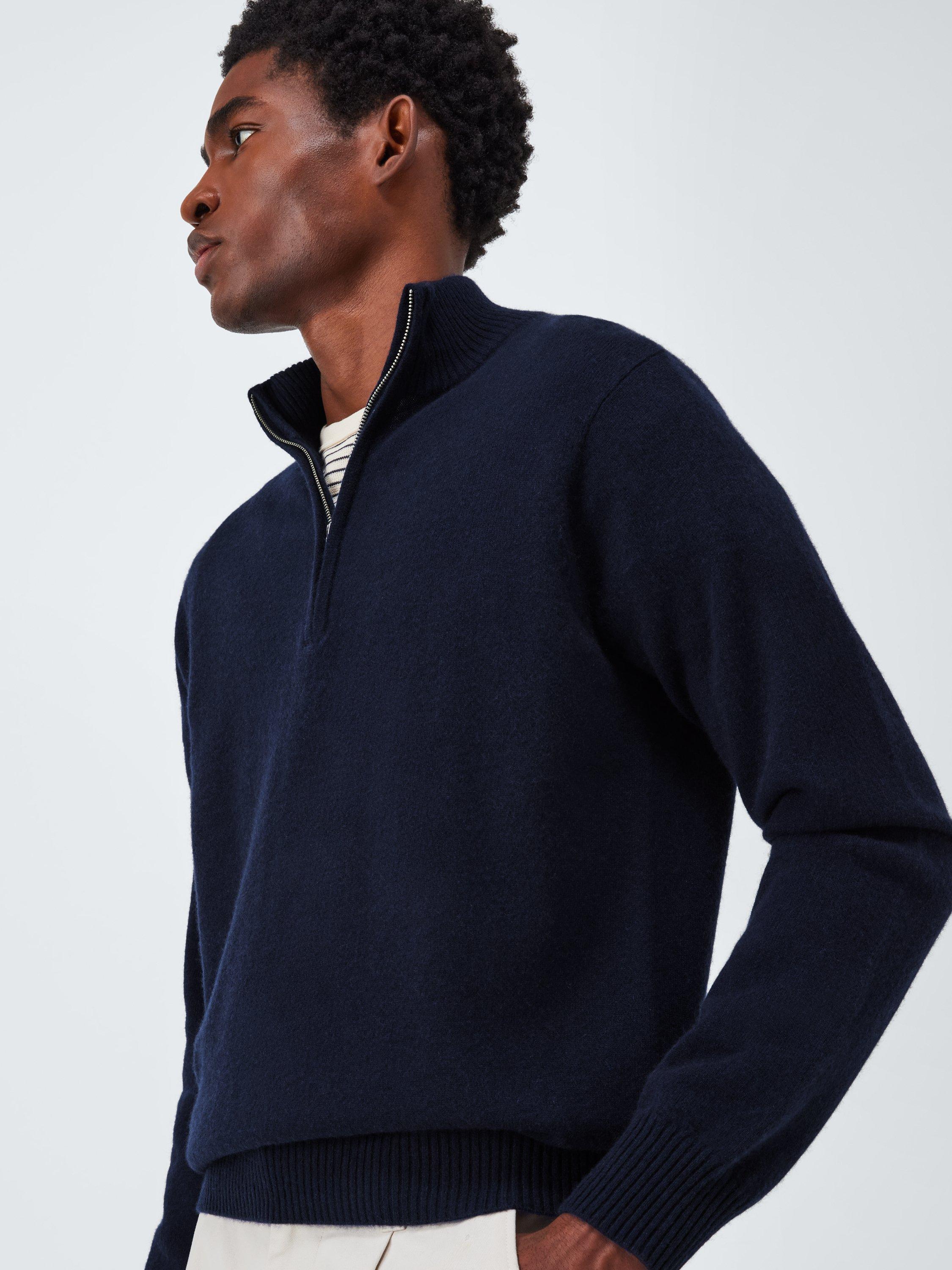 Product image 6 of 7, which shows John Lewis Cashmere Half Zip High Neck Jumper, Navy, S