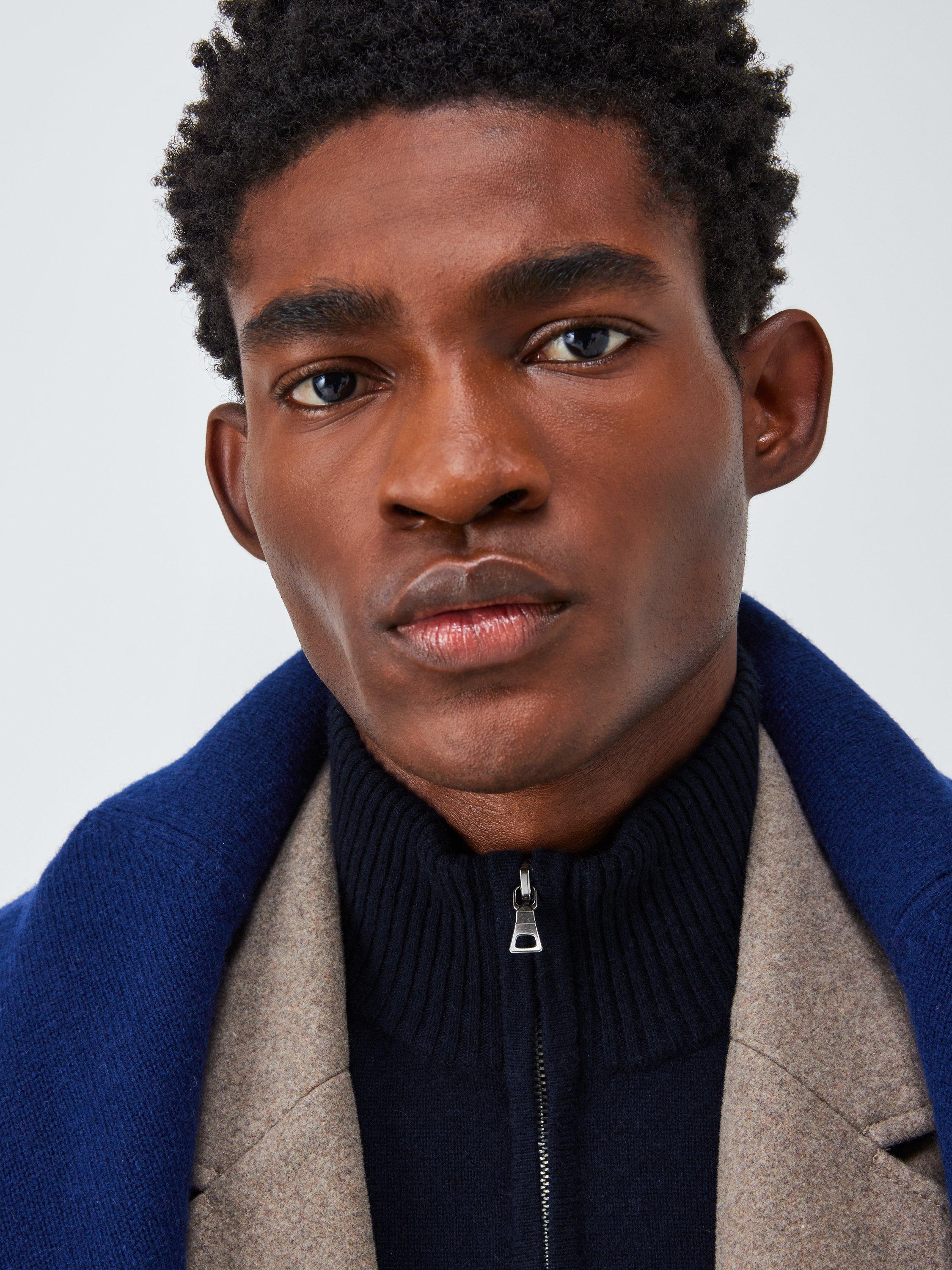 Product image 7 of 7, which shows John Lewis Cashmere Half Zip High Neck Jumper, Navy, S