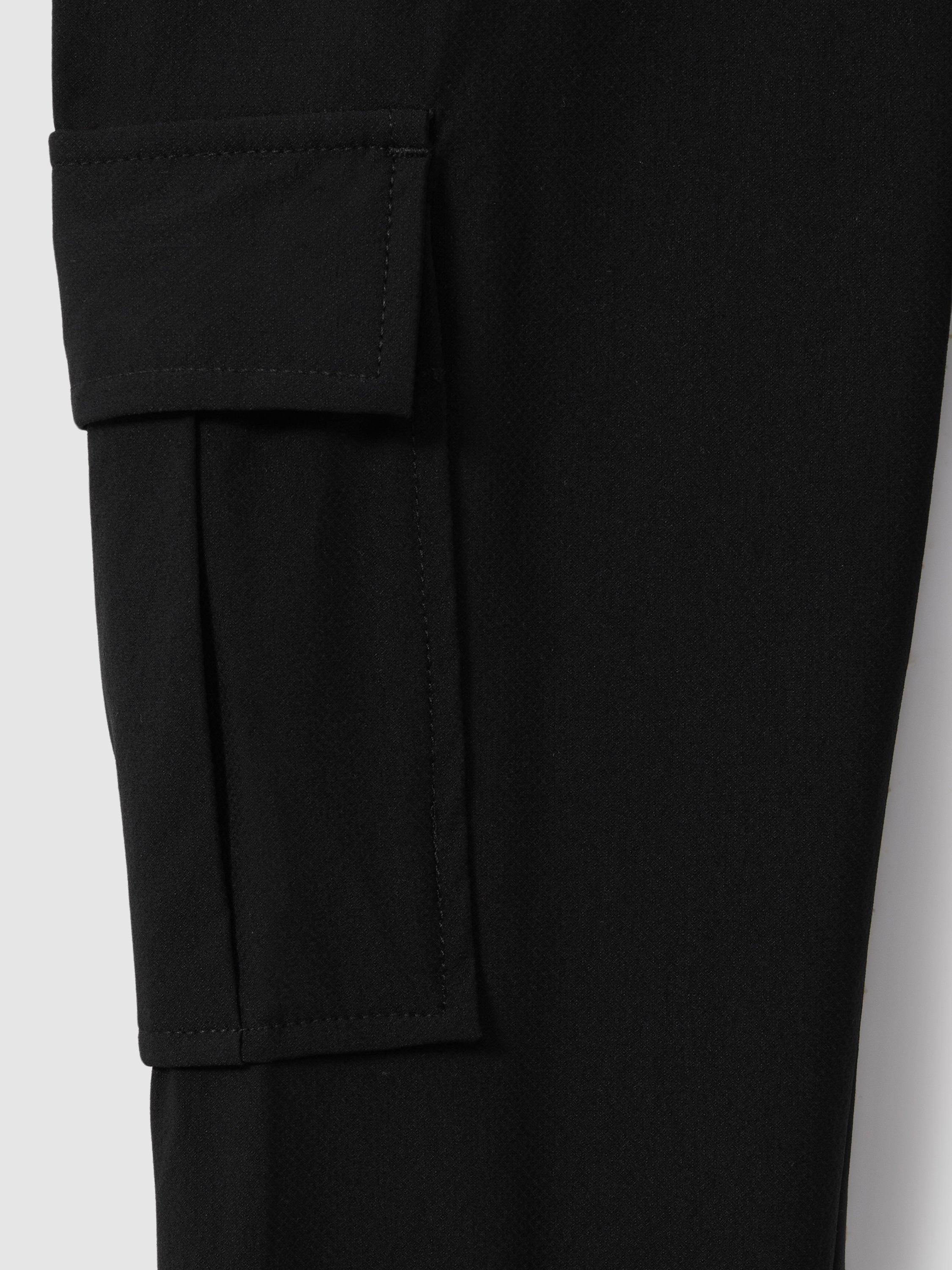 Product image 4 of 4, which shows Reiss Kids' Lucian Cargo Pocket Joggers, Black, 3-4 years