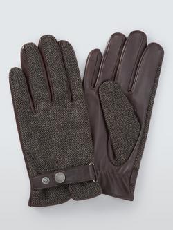John Lewis Leather & Wool Gloves, Brown, Brown