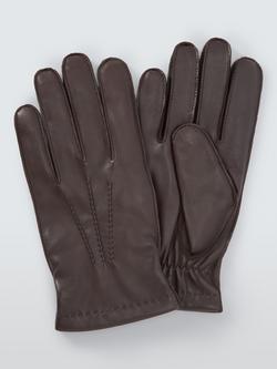 John Lewis Merino Wool Lined Leather Gloves, Brown