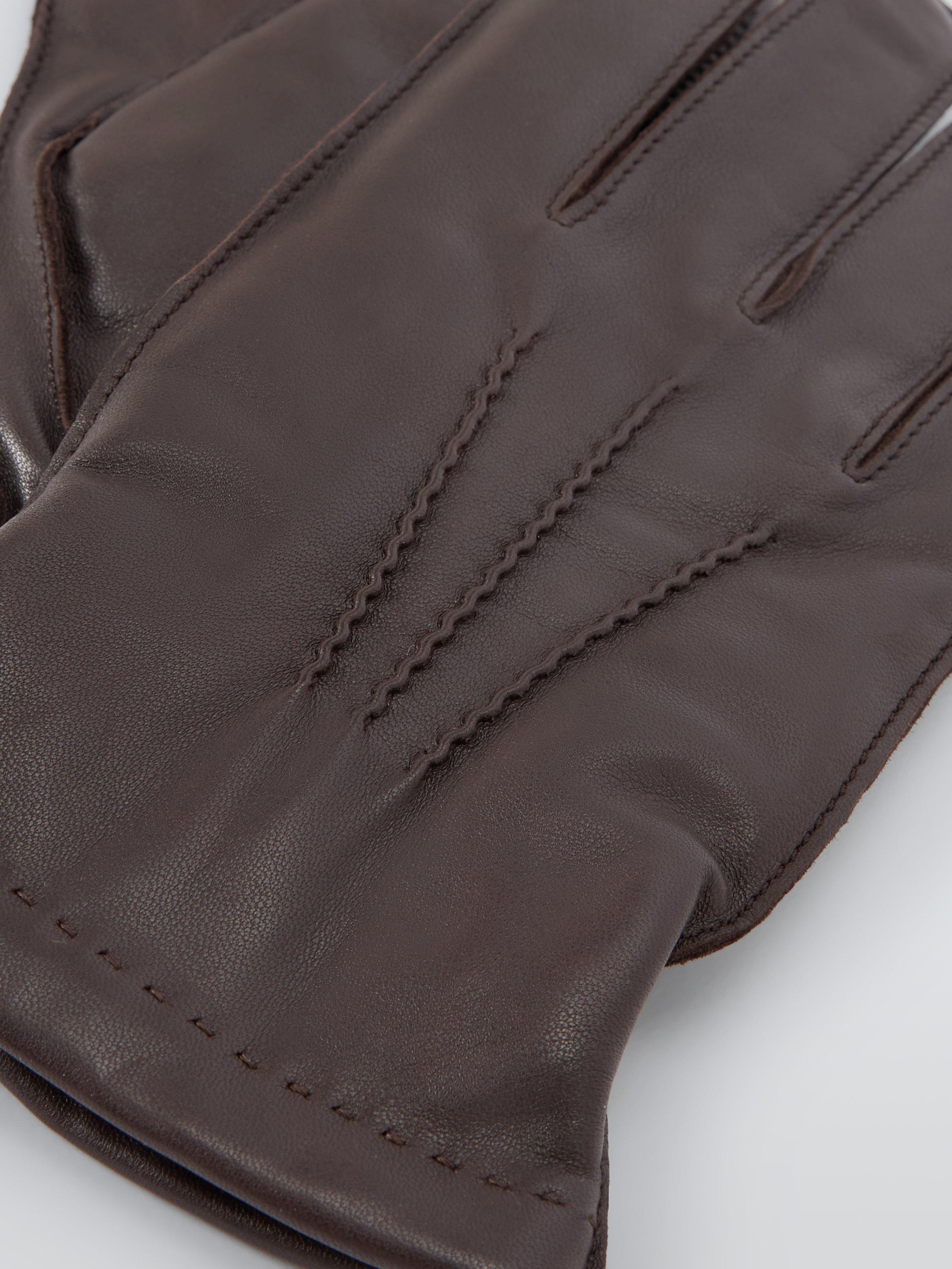 Product image 2 of 2, which shows John Lewis Merino Wool Lined Leather Gloves, Brown, L