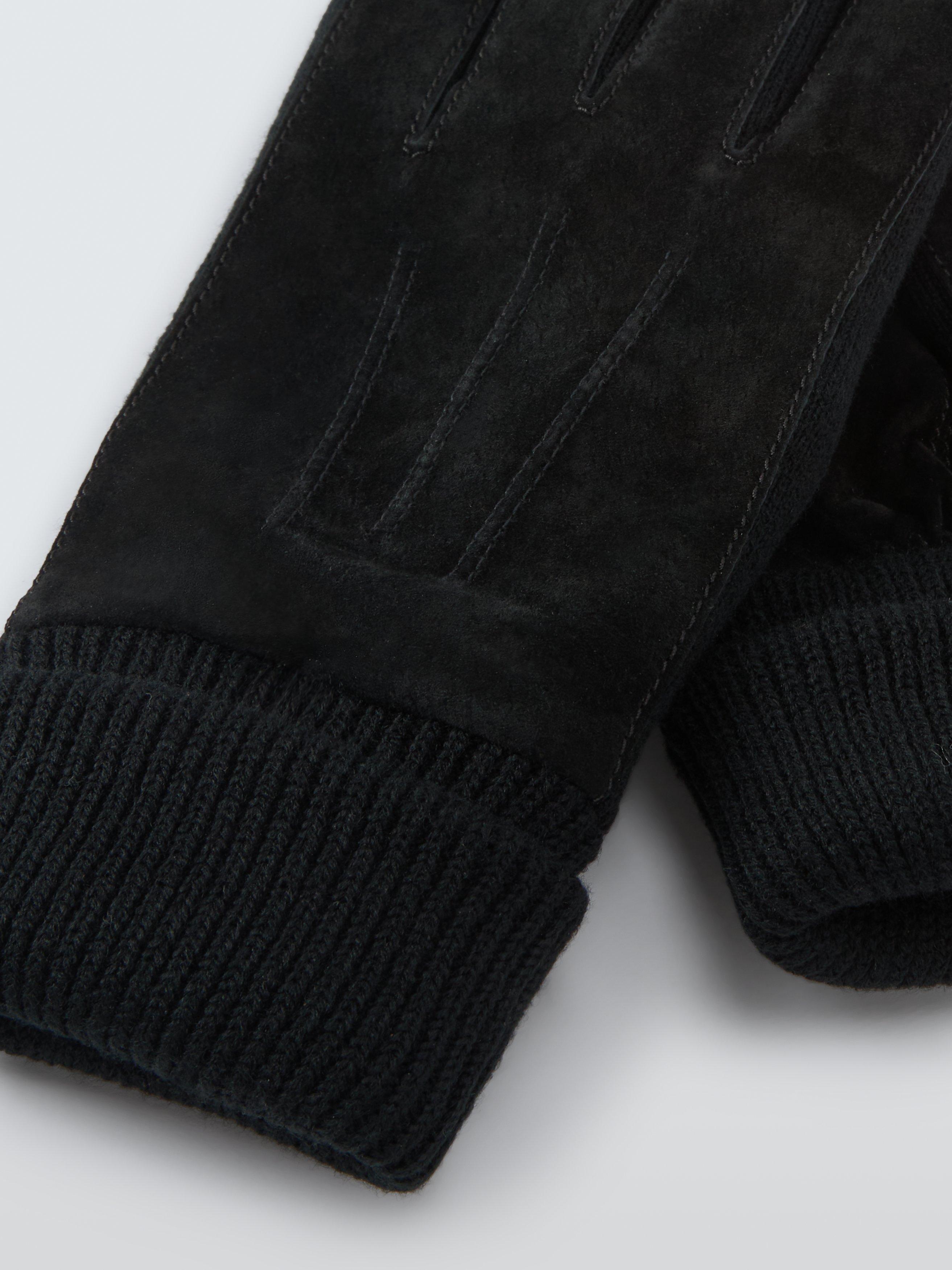 Product image 2 of 2, which shows John Lewis Suede & Knitted Cuff Gloves, Black, M