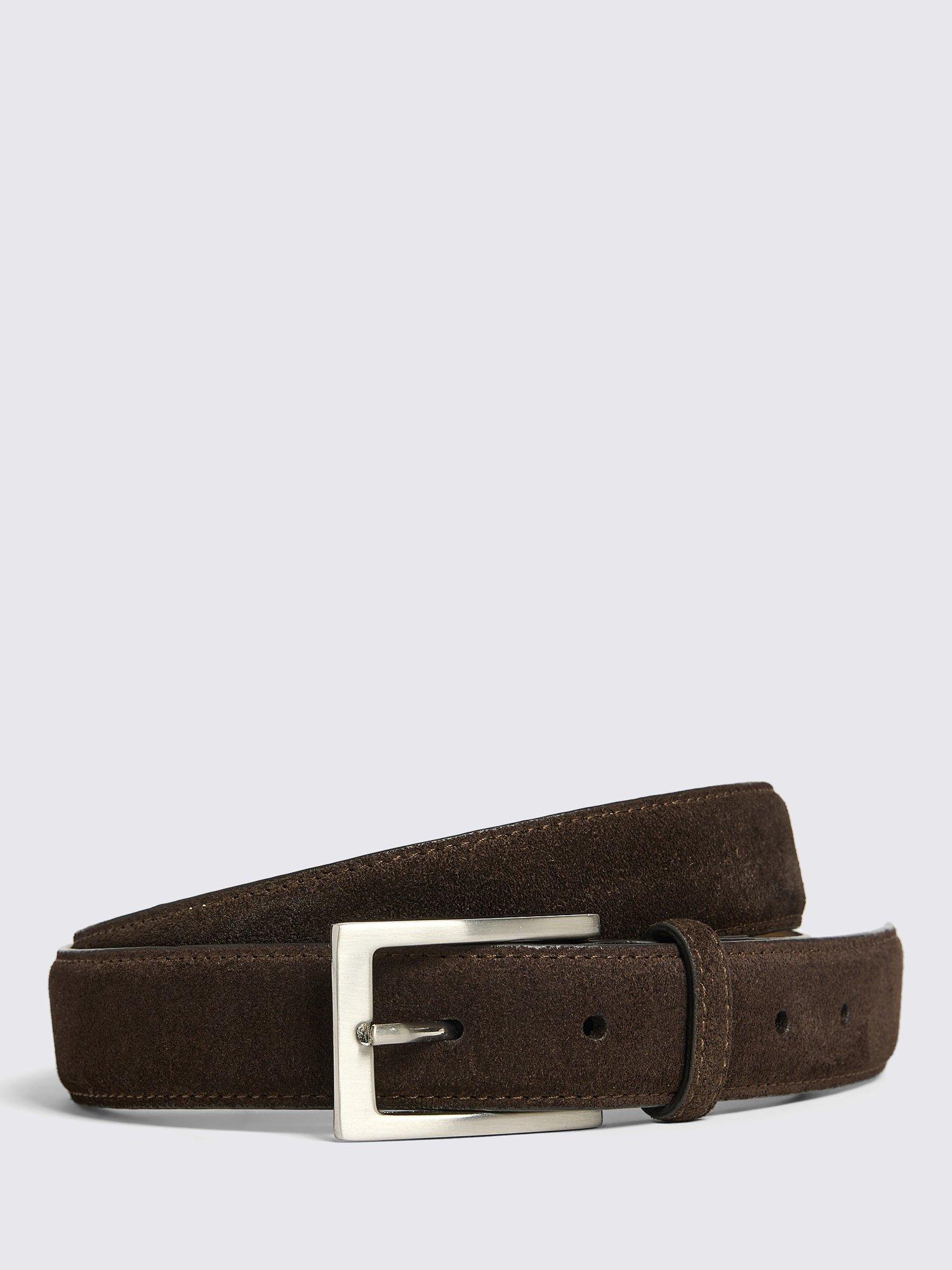 Moss Suede Leather Belt, Brown
