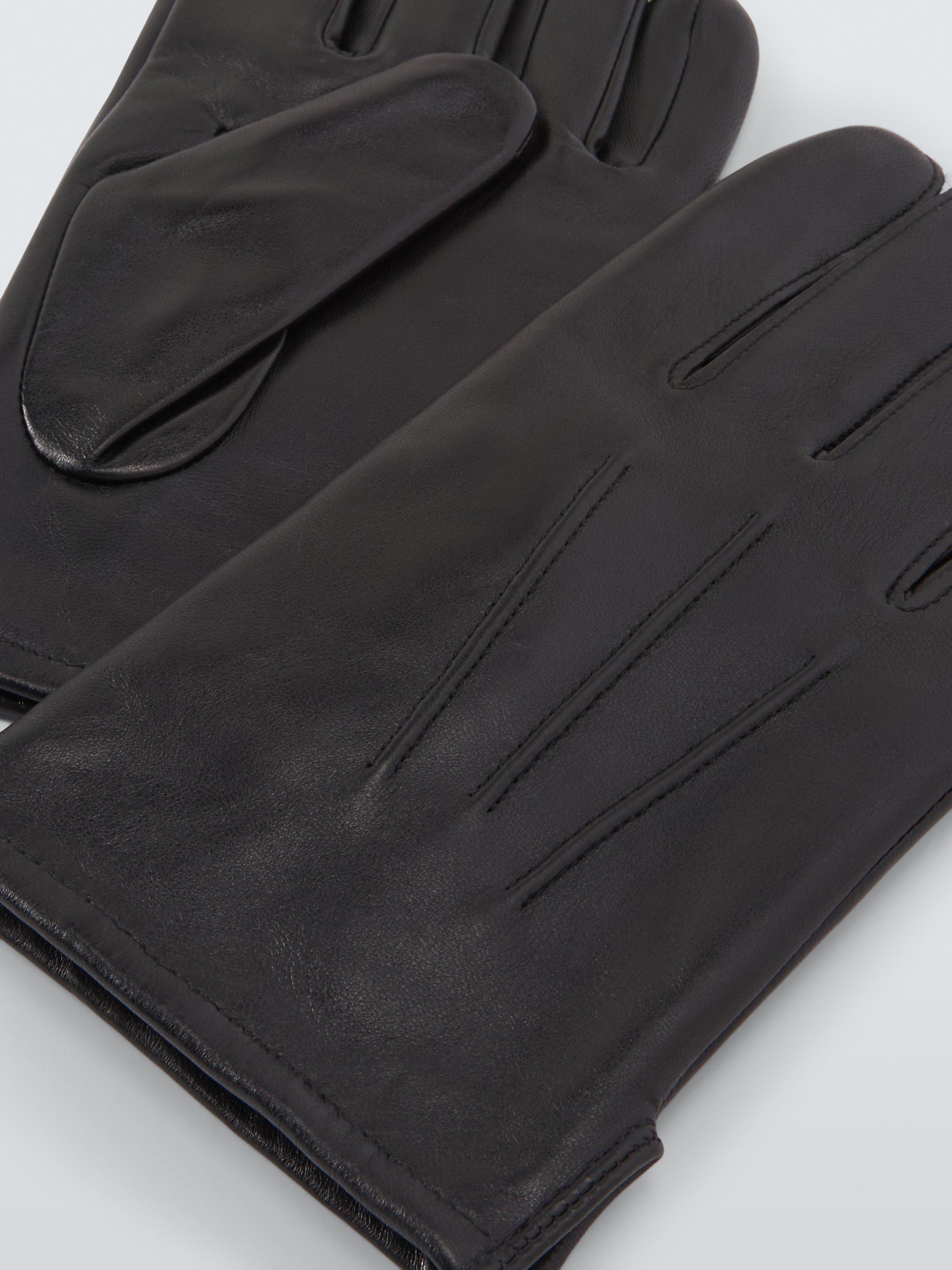 Product image 2 of 2, which shows John Lewis Fleece Lined Leather Gloves, Black, S