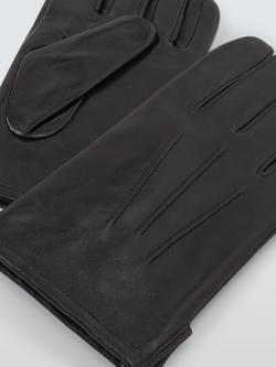 John Lewis Fleece Lined Leather Gloves - view 2, Black