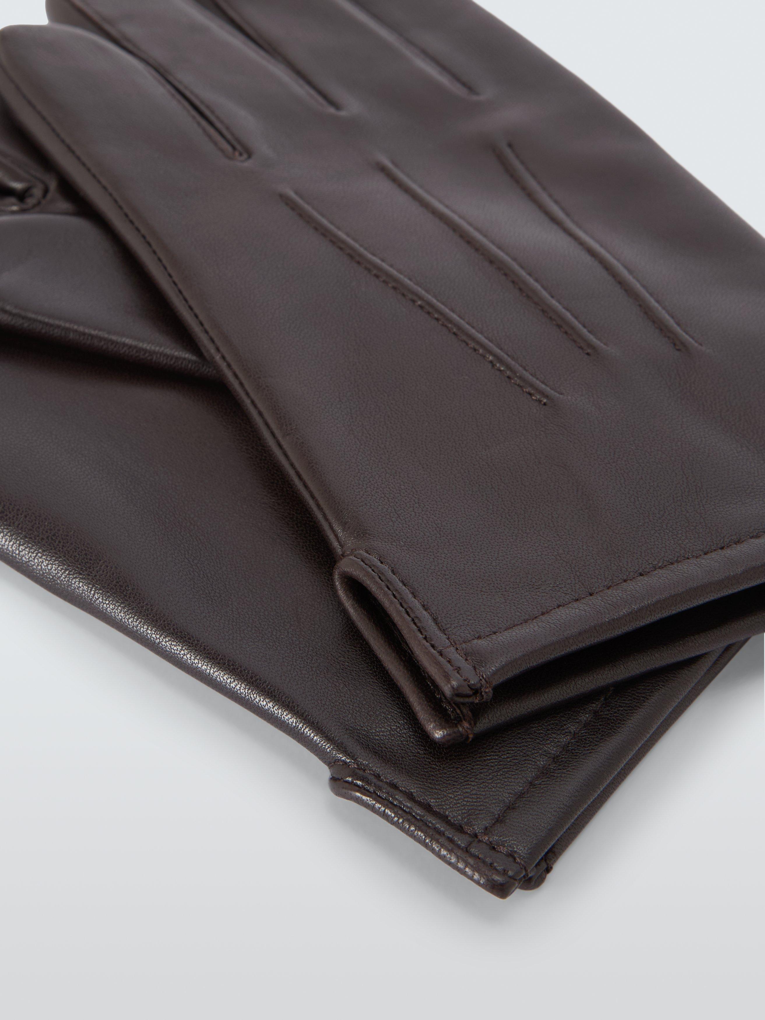 Product image 2 of 2, which shows John Lewis Fleece Lined Leather Gloves, Brown, S