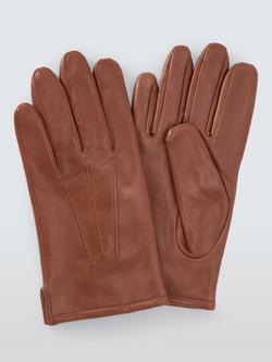 John Lewis Fleece Lined Leather Gloves, Tan