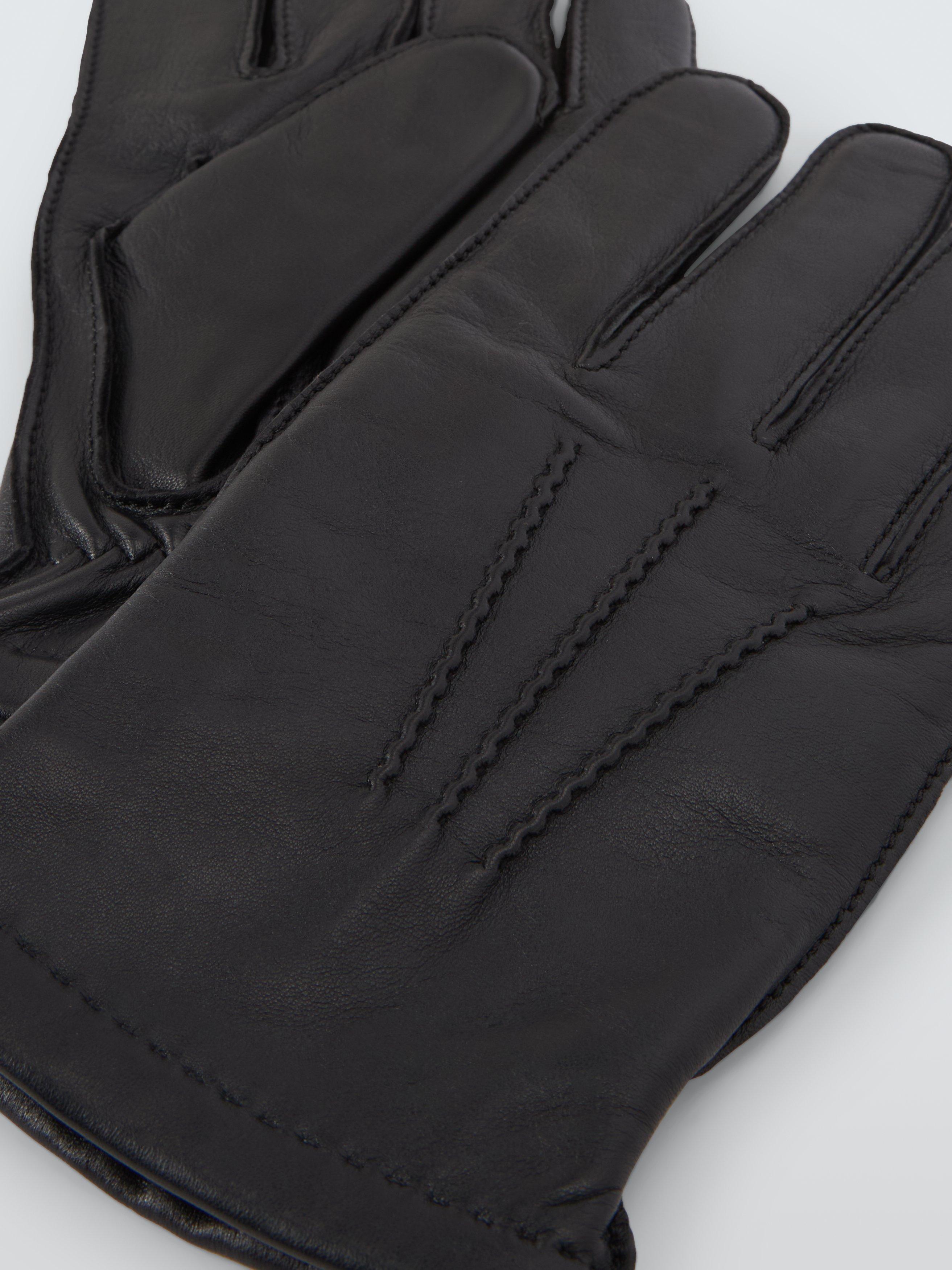 Product image 2 of 2, which shows John Lewis Merino Wool Lined Leather Gloves, Black, S