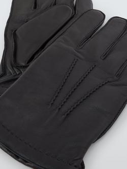 John Lewis Merino Wool Lined Leather Gloves - view 2, Black