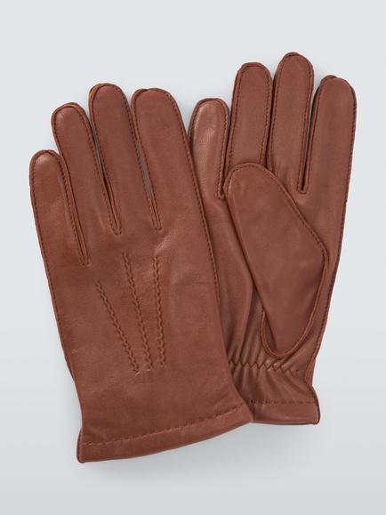 John Lewis Merino Wool Lined Leather Gloves, Tan