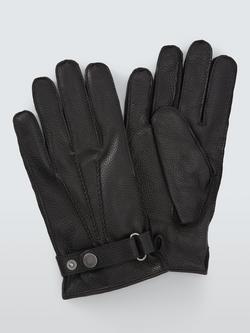John Lewis Cashmere Lined Leather Gloves, Black