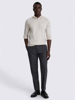 Moss Merino-Blend Zip-Neck Jumper - view 2, Oatmeal