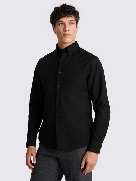 Moss Washed Cotton Oxford Shirt, Black