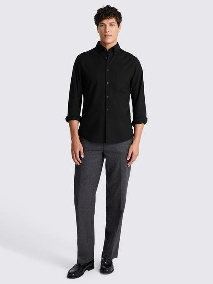 Moss Washed Cotton Oxford Shirt - view 2, Black