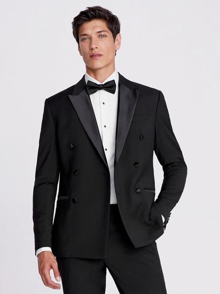 Moss Slim Fit Double Breasted Tuxedo Jacket, Black