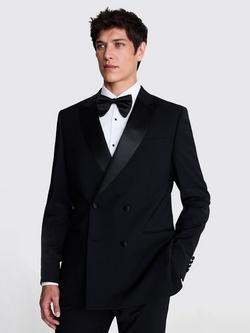 Moss Tailored Fit Double Breasted Tuxedo Jacket, Black