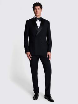 Moss Tailored Fit Double Breasted Tuxedo Jacket - view 2, Black
