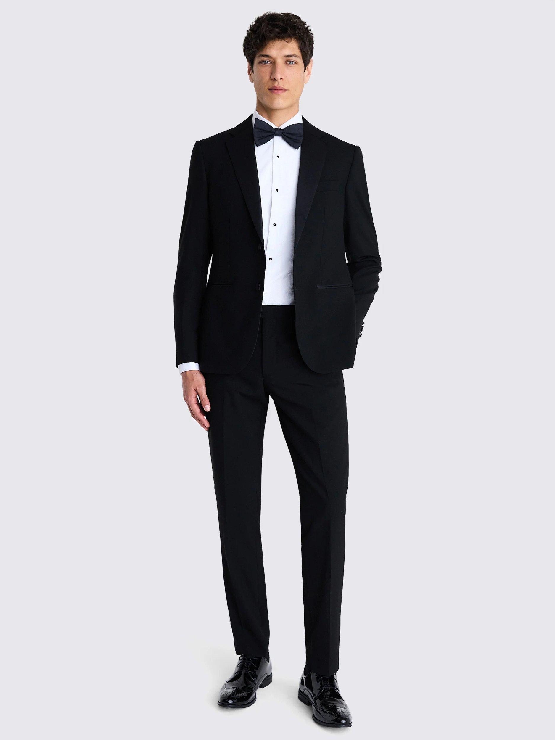 Product image 2 of 4, which shows Moss Wool Notch Lapel Single-Breasted Tuxedo Dinner Jacket, Black, 36S