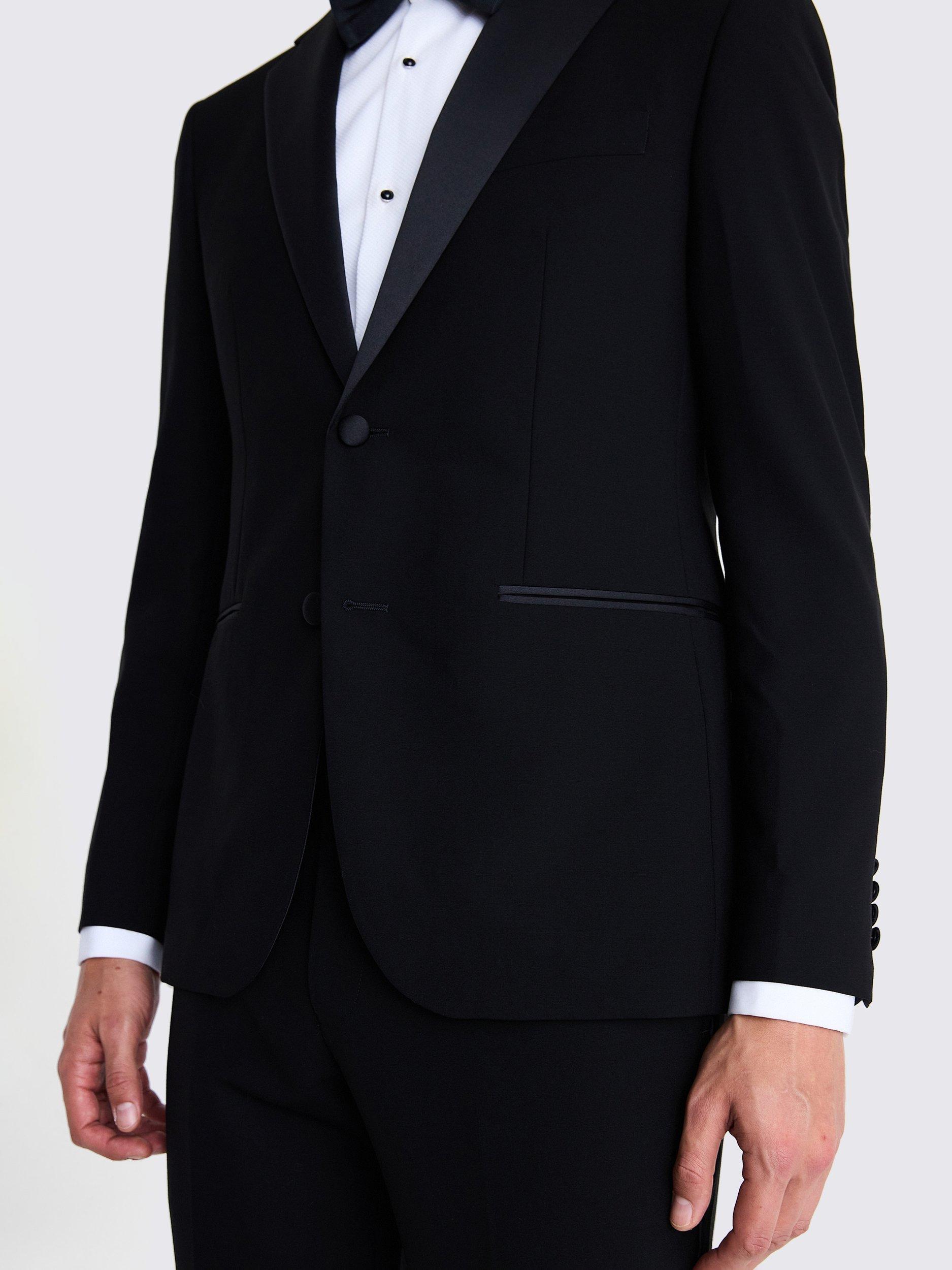 Product image 3 of 4, which shows Moss Wool Notch Lapel Single-Breasted Tuxedo Dinner Jacket, Black, 36S