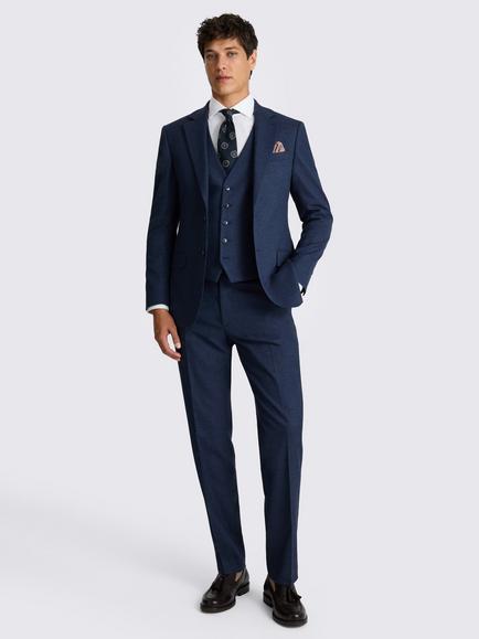 Moss Tailored Fit Flannel Suit Jacket - view 2, Blue