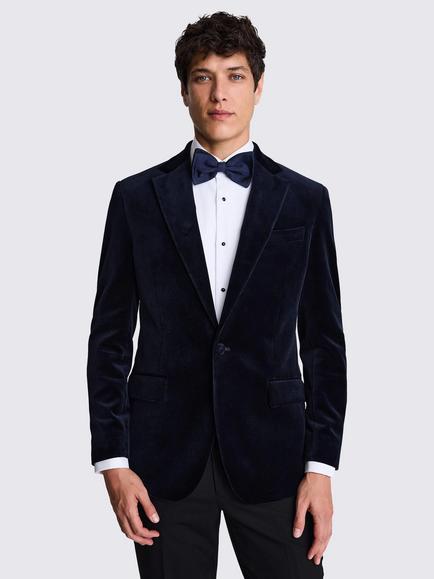 Moss Tailored Fit Velvet Jacket, Navy, Navy