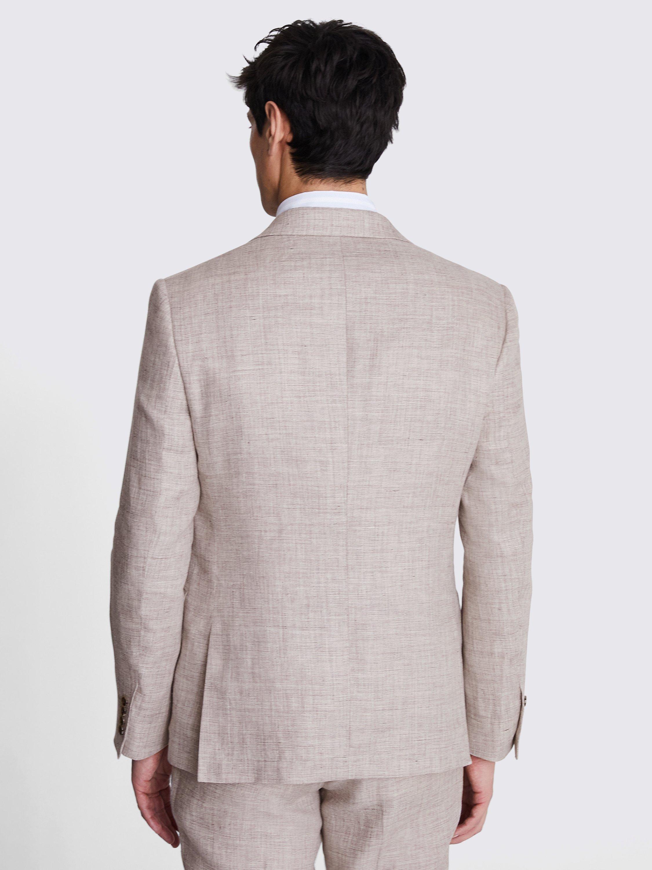 Product image 4 of 6, which shows Moss Linen Slim Fit Suit Jacket, Beige, 36S