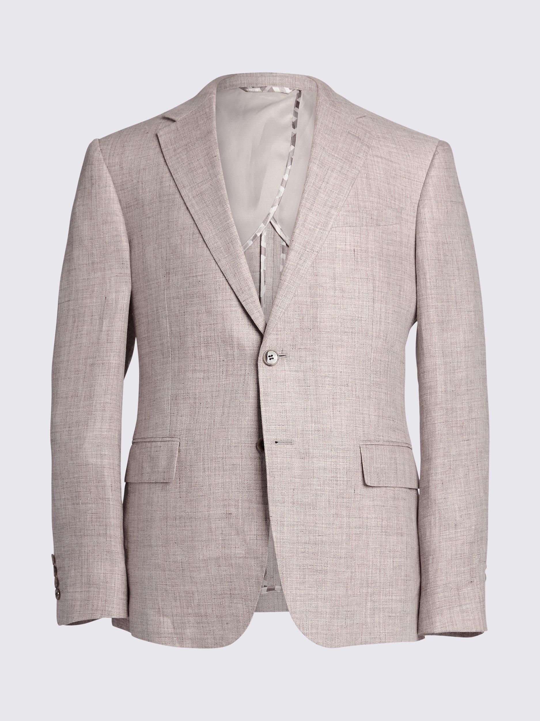 Product image 5 of 6, which shows Moss Linen Slim Fit Suit Jacket, Beige, 36S