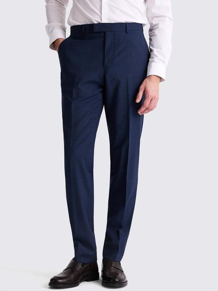 Moss Tailored Fit Wool Blend Performance Suit Trousers, Blue
