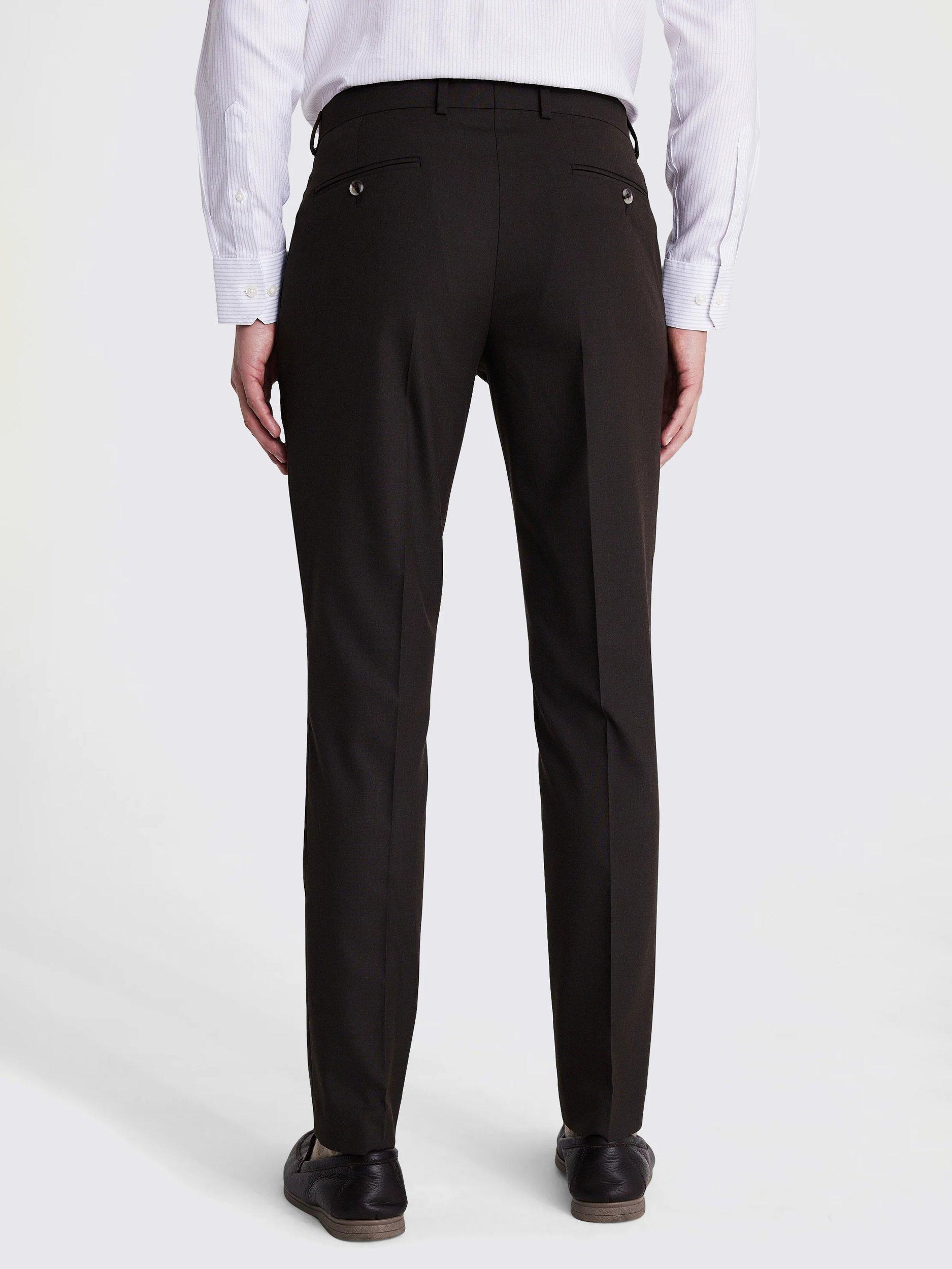 Product image 2 of 3, which shows Moss Slim Fit Stretch Blend Suit Trousers, Brown, 30S