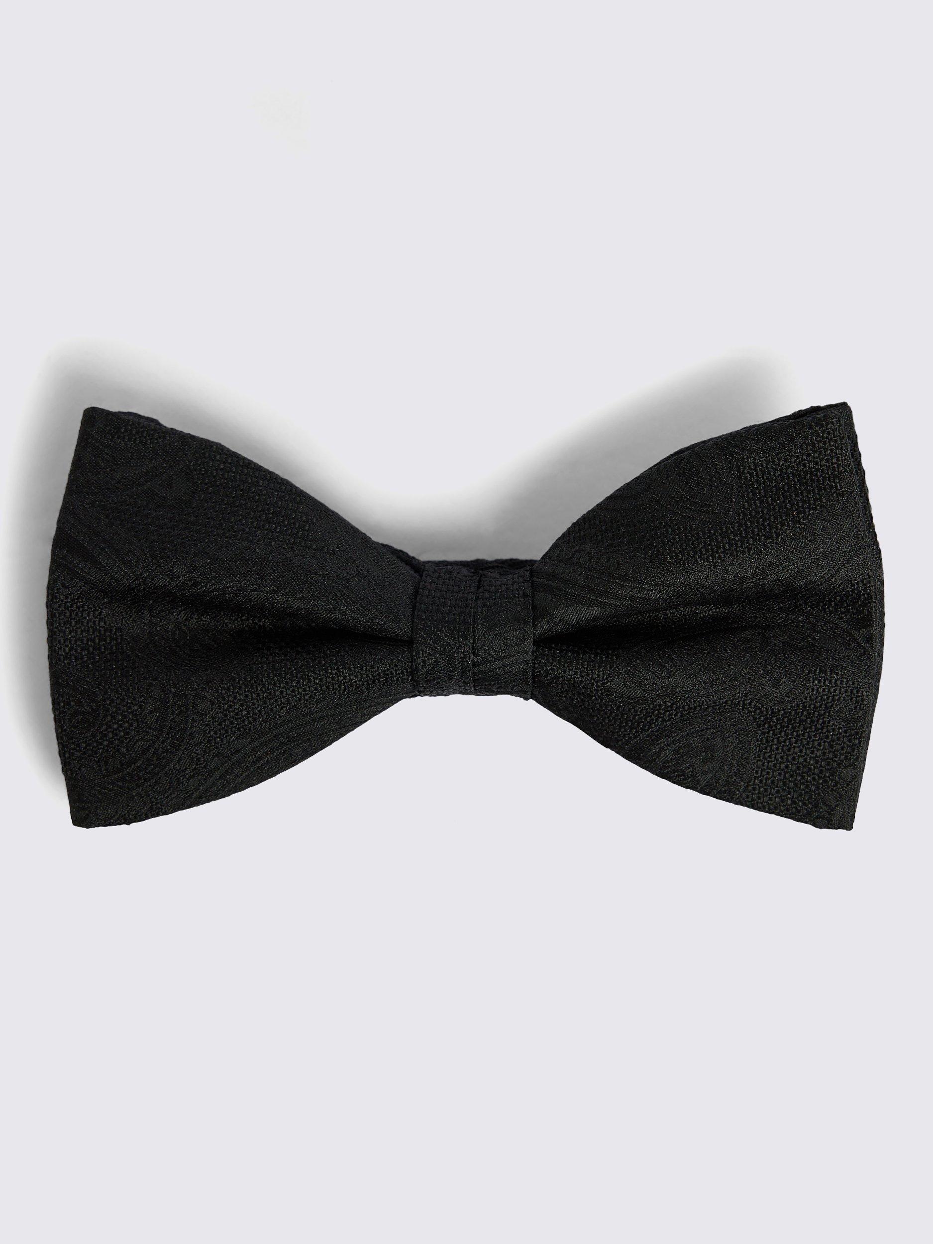 Product image 1 of 2, which shows Moss Silk Paisley Pattern Bow Tie, Black, One Size