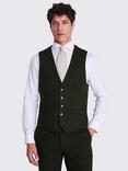 Moss Wool Blend Slim Fit Tweed Waistcoat, Green