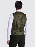 Moss Wool Blend Slim Fit Tweed Waistcoat, Green