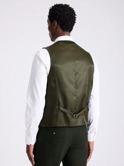 Moss Slim Fit Wool Blend Donegal Tweed Suit Waistcoat - view 2, Khaki