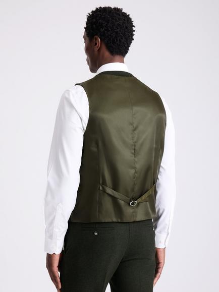 Moss Slim Fit Wool Blend Donegal Tweed Suit Waistcoat - view 2, Khaki