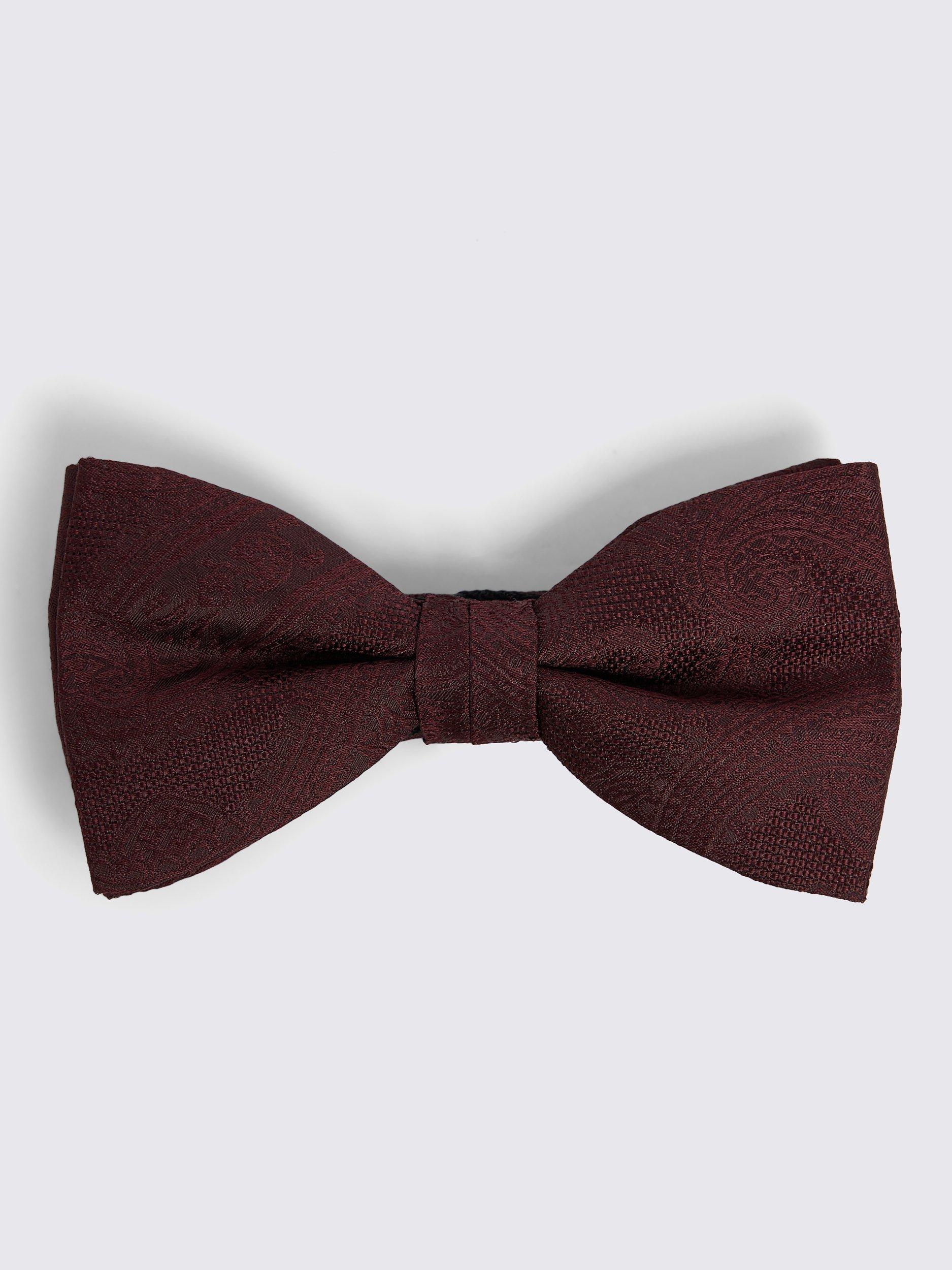 Product image 1 of 2, which shows Moss Silk Paisley Pattern Bow Tie, Red, One Size