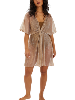 Accessorize Shimmer Plisse Kaftan, Gold, Gold