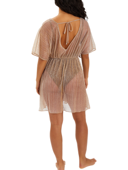 Accessorize Shimmer Plisse Kaftan, Gold - view 2, Gold