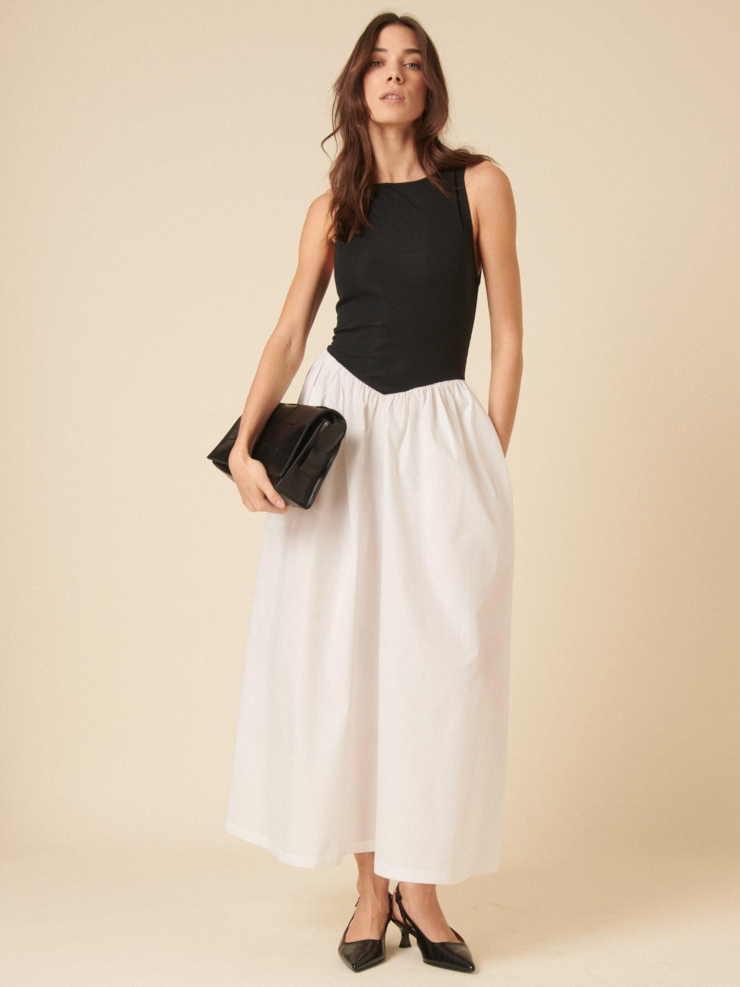 Product image 1 of 4, which shows Nobody's Child Verity Drop Waist Organic Cotton Rich Dress, Black/White, 6
