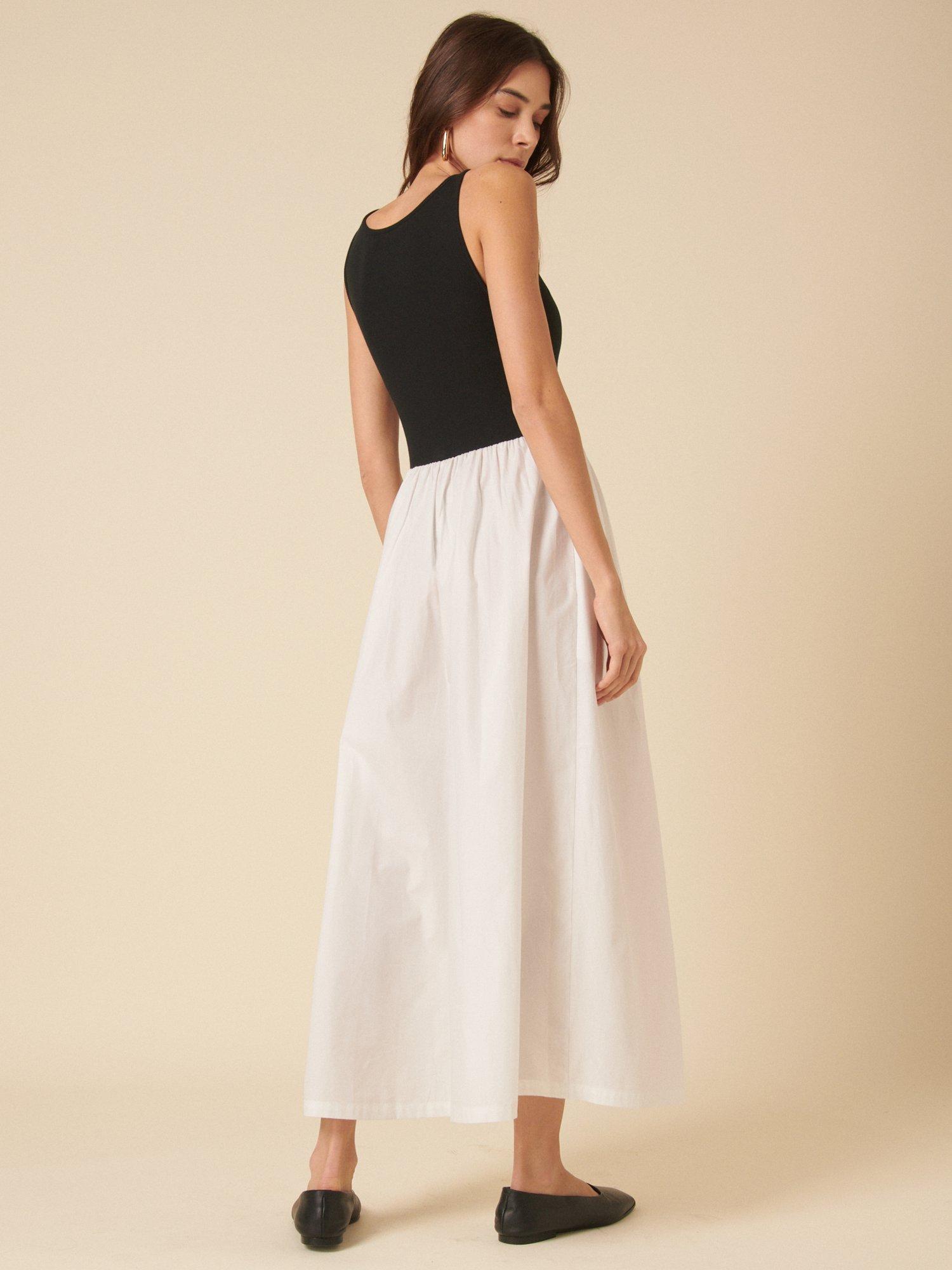 Product image 4 of 4, which shows Nobody's Child Verity Drop Waist Organic Cotton Rich Dress, Black/White, 6