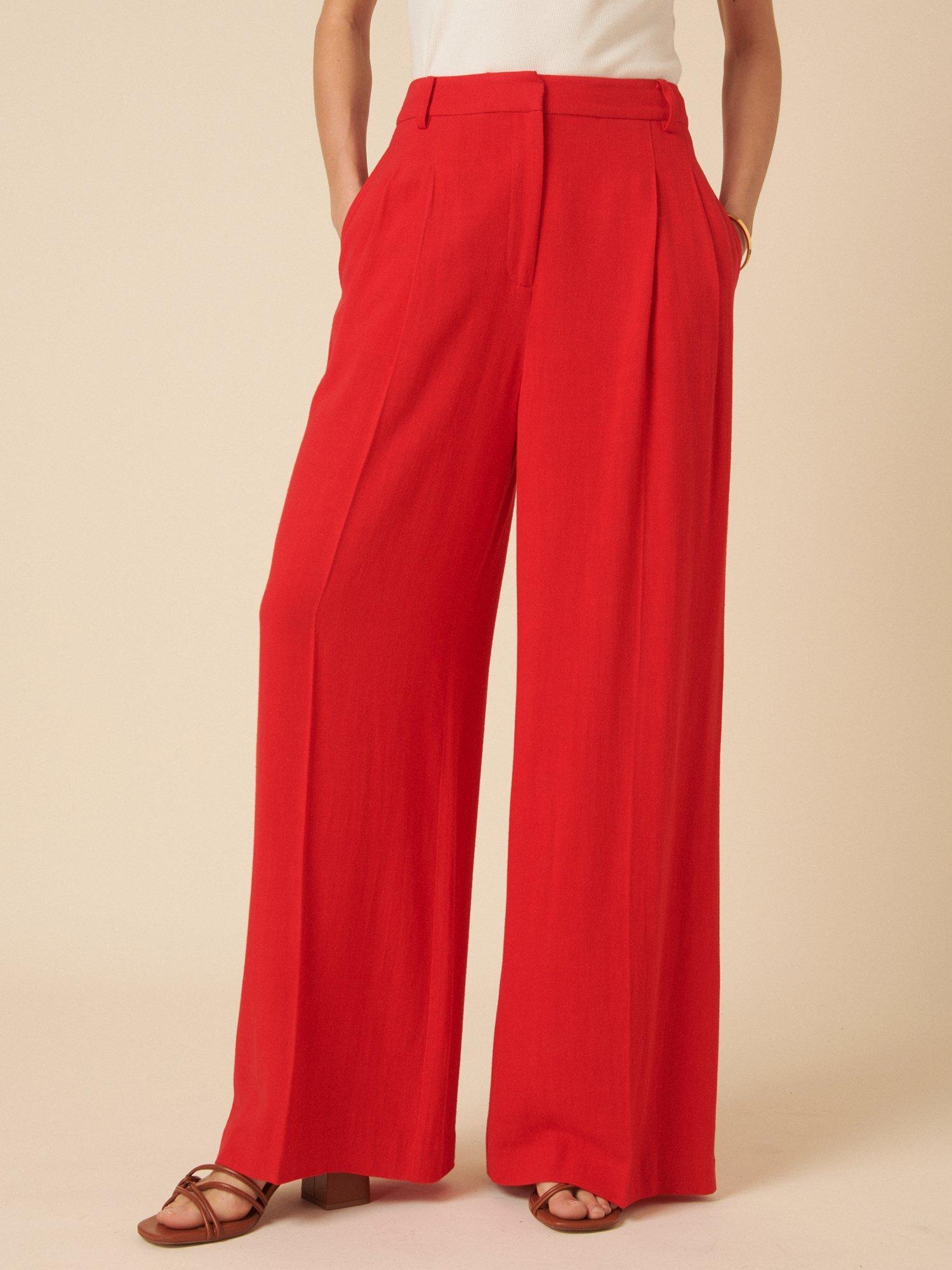 Product image 1 of 4, which shows Nobody's Child Palazzo Wide Leg Trousers, Red, 6