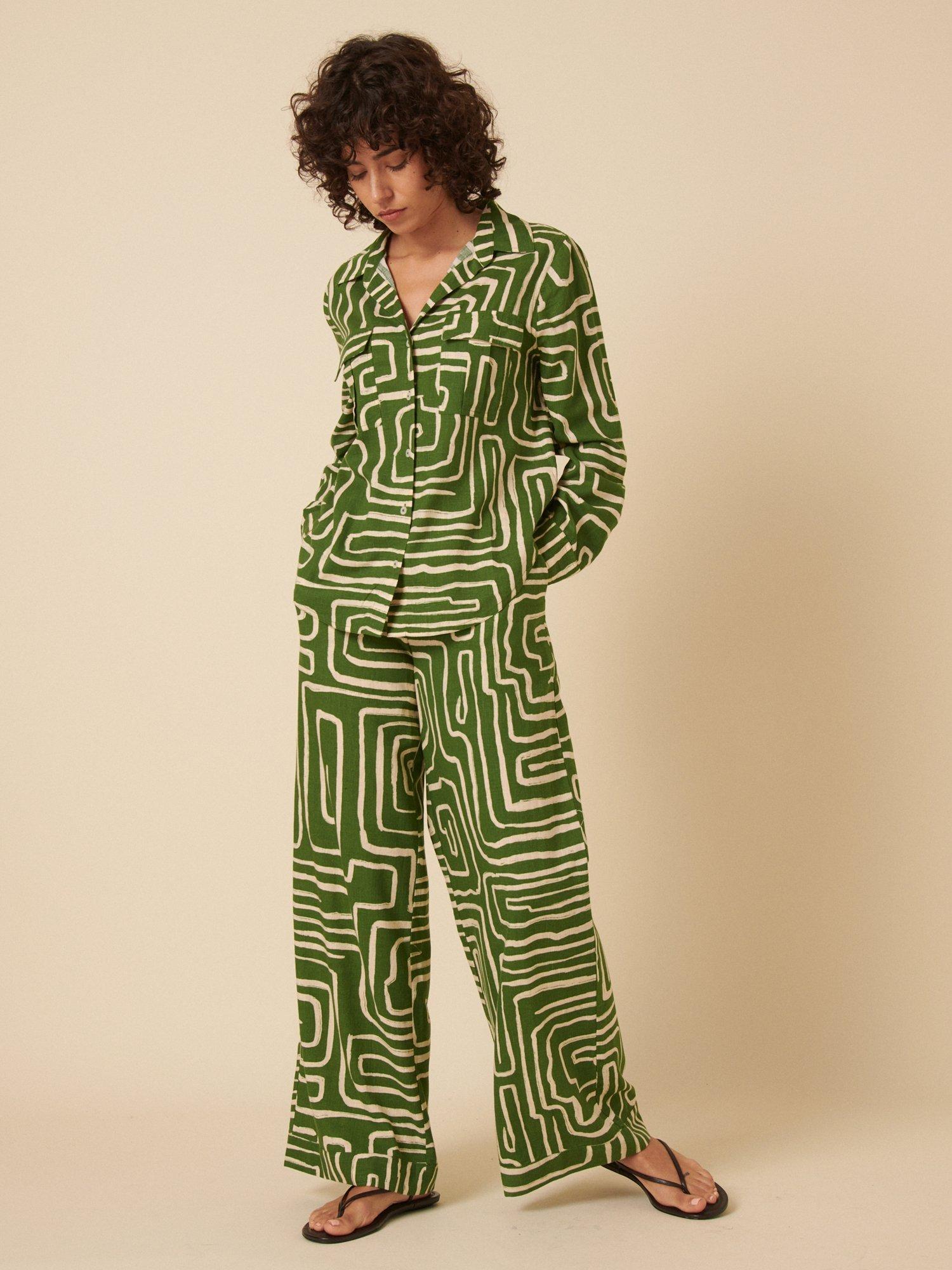 Product image 3 of 5, which shows Nobody's Child Franklin Abstract Utility Shirt, Green/Natural, 6