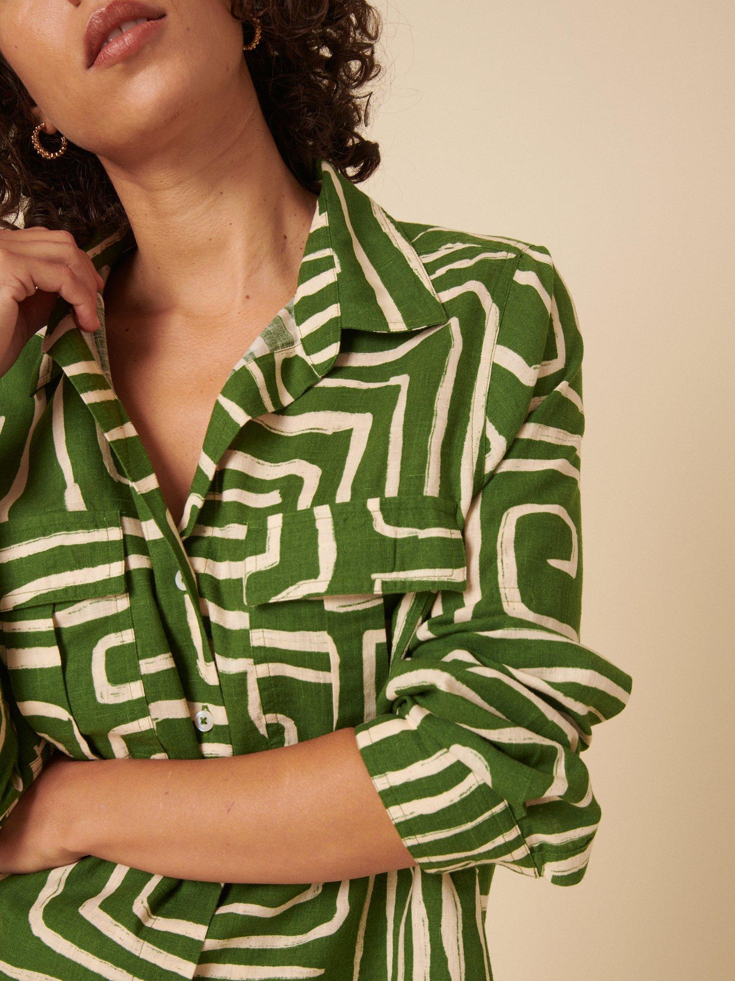 Product image 4 of 5, which shows Nobody's Child Franklin Abstract Utility Shirt, Green/Natural, 6
