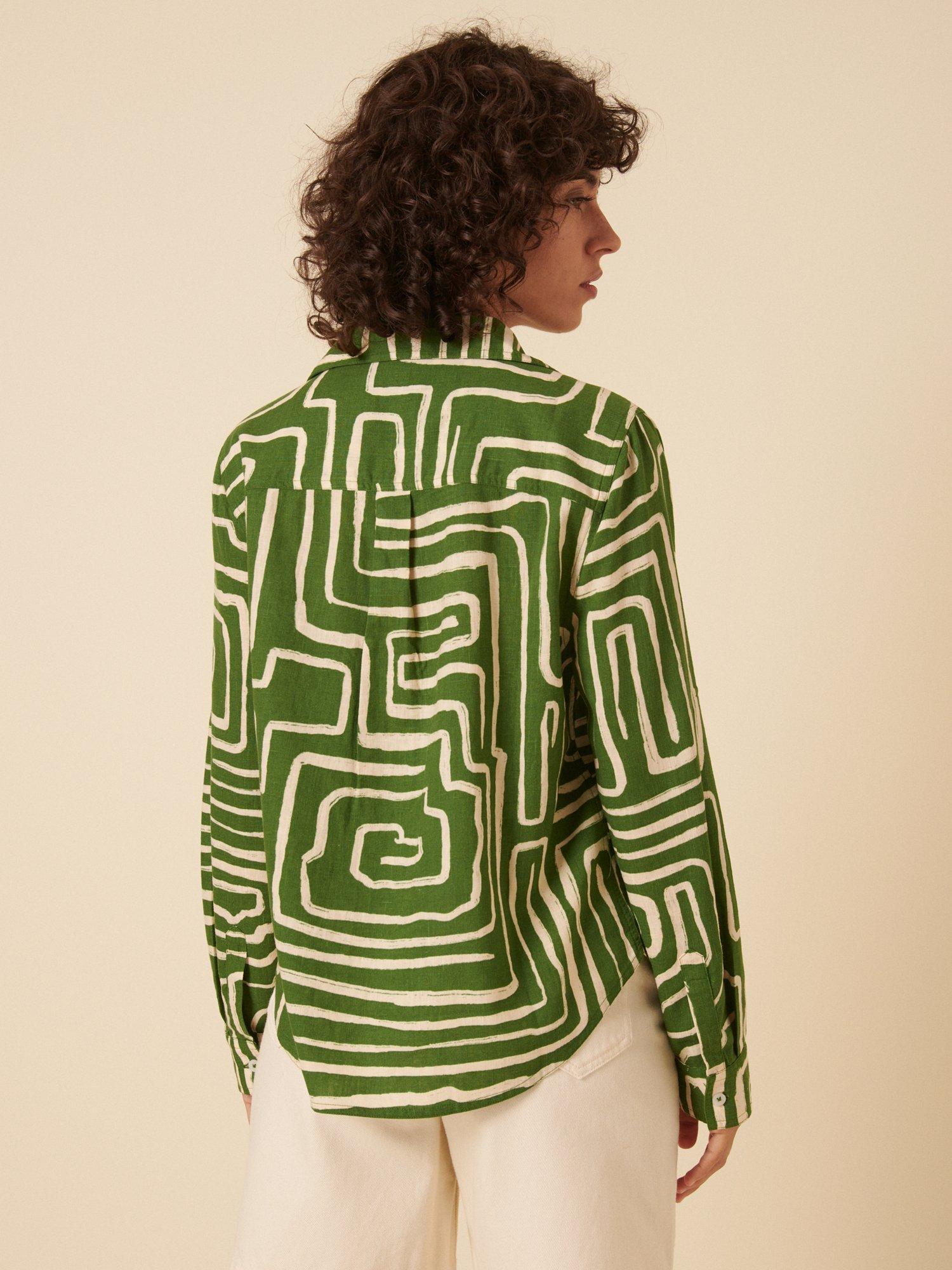 Product image 5 of 5, which shows Nobody's Child Franklin Abstract Utility Shirt, Green/Natural, 6